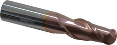 Accupro - 18mm Diam, 38mm LOC, 2 Flute Solid Carbide Ball End Mill - TiCN Finish, Single End, 100mm OAL, 18mm Shank Diam, Spiral Flute - Americas Industrial Supply