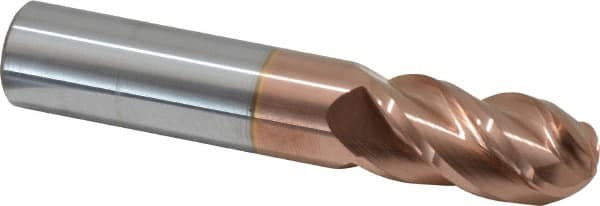 Accupro - 16mm Diam, 32mm LOC, 4 Flute Solid Carbide Ball End Mill - TiCN Finish, Single End, 89mm OAL, 16mm Shank Diam, Spiral Flute - Americas Industrial Supply