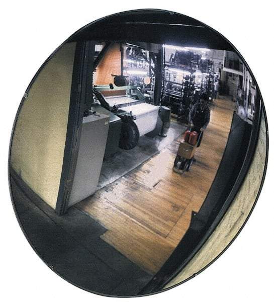 PRO-SAFE - Indoor & Outdoor Round Convex Safety, Traffic & Inspection Mirrors - Acrylic Lens, Galvanized Steel Backing, 36" Diam, 36' Max Covered Distance - Americas Industrial Supply