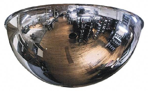PRO-SAFE - Indoor & Outdoor Full Dome Dome Safety, Traffic & Inspection Mirrors - Acrylic Lens, Steel Backing, 18" Diam, 20' Max Covered Distance - Americas Industrial Supply