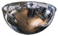PRO-SAFE - Indoor & Outdoor Full Dome Dome Safety, Traffic & Inspection Mirrors - Acrylic Lens, Steel Backing, 18" Diam, 20' Max Covered Distance - Americas Industrial Supply