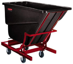 Rubbermaid - 1,000 Lb Load Capacity, 1 Cu Yd, Polyethylene Self-Dumping Hopper - 26-1/4" Wide x 55" Long x 52-3/4" High, Black - Americas Industrial Supply