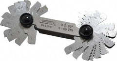 SPI - 30 Leaf, 6 to 60 TPI Range, Steel Screw Pitch Gage - 60° Thread Angle - Americas Industrial Supply