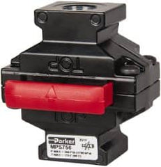 Parker - 3/8" NPT Safety Lockout Valve - 3-Way, 3 Position, Slide Valve, 8.3 CV Rate, 250 Max psi & 175°F Max Temp - Americas Industrial Supply