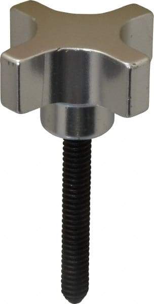 Gibraltar - 1-1/2" Head Diam, 4 Point Lobed Knob - 1/4-20 Stem, Aluminum - Americas Industrial Supply