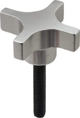 Gibraltar - 2" Head Diam, 4 Point Lobed Knob - 5/16-18 Stem, Aluminum - Americas Industrial Supply