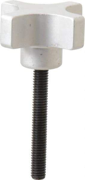 Gibraltar - 38.1mm Head Diam, 4 Point Lobed Knob - M6x1 Stem, Aluminum - Americas Industrial Supply