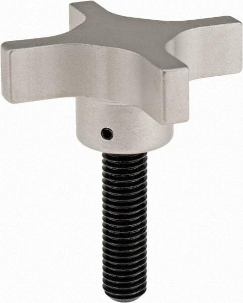 Gibraltar - 63.5mm Head Diam, 4 Point Lobed Knob - M12x1.75 Stem, Aluminum - Americas Industrial Supply