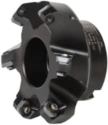 Kennametal - 80.01mm Cut Diam, 1" Arbor Hole, 6.6mm Max Depth of Cut, 45° Indexable Chamfer & Angle Face Mill - 6 Inserts, SEKT 1404... Insert, Right Hand Cut, 6 Flutes, Series KSSM - Americas Industrial Supply