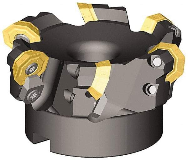 Kennametal - 5" Cut Diam, 1-1/2" Arbor Hole, 3.5mm Max Depth of Cut, 43° Indexable Chamfer & Angle Face Mill - 12 Inserts, OF.T 06L5... Insert, Right Hand Cut, 12 Flutes, Series KSOM Mini - Americas Industrial Supply