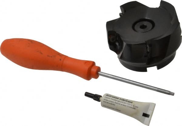 Kennametal - 5 Inserts, 3" Cut Diam, 1" Arbor Diam, 18.03mm Max Depth of Cut, Indexable Square-Shoulder Face Mill - 0/90° Lead Angle, 1-3/4" High, EC18.., EP18.. Insert Compatibility, Through Coolant, Series Mill 1-18 - Americas Industrial Supply