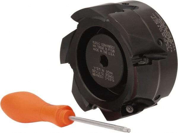 Kennametal - 6 Inserts, 4" Cut Diam, 1-1/2" Arbor Diam, 18.03mm Max Depth of Cut, Indexable Square-Shoulder Face Mill - 0/90° Lead Angle, 2" High, EC18.., EP18.. Insert Compatibility, Through Coolant, Series Mill 1-18 - Americas Industrial Supply