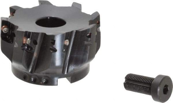 Kennametal - 8 Inserts, 3" Cut Diam, 1" Arbor Diam, 14.22mm Max Depth of Cut, Indexable Square-Shoulder Face Mill - 0/90° Lead Angle, 1-3/4" High, EC14.., EP14.. Insert Compatibility, Through Coolant, Series Mill 1-14 - Americas Industrial Supply