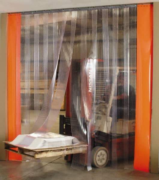 Aleco - 4' Door Width x 8' Door Height PVC Strip Door Kit - 8" Strip Width x 0.08" Strip Thickness, Clear Smooth, 50% Overlap - Americas Industrial Supply