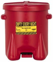 Eagle - 6 Gallon Capacity, Polyethylene Oily Waste Can - 13-1/2 Inch Long x 16-1/2 Inch Wide/Diameter x 16 Inch High, Red, Foot Operated, Approved FM - Americas Industrial Supply