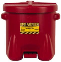 Eagle - 10 Gallon Capacity, Polyethylene Oily Waste Can - 18 Inch Long x 22 Inch Wide/Diameter x 18 Inch High, Red, Foot Operated, Approved FM - Americas Industrial Supply
