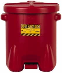 Eagle - 14 Gallon Capacity, Polyethylene Oily Waste Can - 18 Inch Long x 22 Inch Wide/Diameter x 21 Inch High, Red, Foot Operated, Approved FM - Americas Industrial Supply