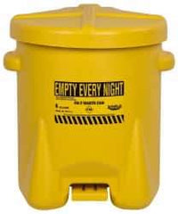 Eagle - 6 Gallon Capacity, Polyethylene Oily Waste Can - 13-1/2 Inch Long x 16-1/2 Inch Wide/Diameter x 16 Inch High, Yellow, Foot Operated, Approved FM - Americas Industrial Supply