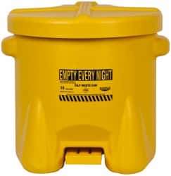 Eagle - 10 Gallon Capacity, Polyethylene Oily Waste Can - 18 Inch Long x 22 Inch Wide/Diameter x 18 Inch High, Yellow, Foot Operated, Approved FM - Americas Industrial Supply