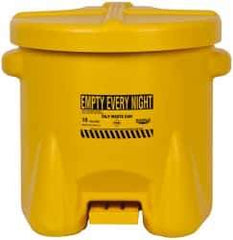 Eagle - 10 Gallon Capacity, Polyethylene Oily Waste Can - 18 Inch Long x 22 Inch Wide/Diameter x 18 Inch High, Yellow, Foot Operated, Approved FM - Americas Industrial Supply