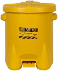 Eagle - 14 Gallon Capacity, Polyethylene Oily Waste Can - 18 Inch Long x 22 Inch Wide/Diameter x 21 Inch High, Yellow, Foot Operated, Approved FM - Americas Industrial Supply
