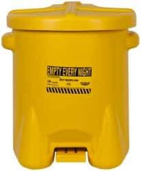 Eagle - 14 Gallon Capacity, Polyethylene Oily Waste Can - 18 Inch Long x 22 Inch Wide/Diameter x 21 Inch High, Yellow, Foot Operated, Approved FM - Americas Industrial Supply
