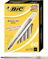 Bic - Ball Point Round Stick Grip Pen - Black - Americas Industrial Supply