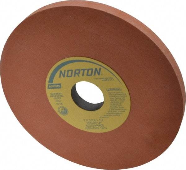 Norton - 7" Diam x 1-1/4" Hole x 1/2" Thick, Q Hardness, 220 Grit Surface Grinding Wheel - Aluminum Oxide, Type 1, Very Fine Grade, 3,600 Max RPM, Vitrified Bond, No Recess - Americas Industrial Supply