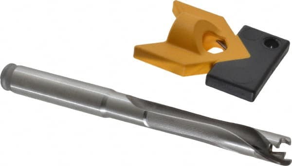 Kennametal - 9 to 9.49mm Diam, 5xD, 47.5mm Max Depth, 3/8" Shank Diam, 57.91mm Flute, 104.78mm OAL, Replaceable Tip Drill - KTIP03580HP Insert, H Seat Size, Series KenTIP - Americas Industrial Supply
