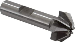 Made in USA - 3/4" Large x 5/16" Small Diam, 3/8" Width of Cut, 90° Included Angle, 8 Teeth, High Speed Steel Face Angle Cutter - 3/8" Shank Diam, 1-15/16" Overall Length, Weldon Flat - Americas Industrial Supply