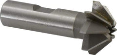 Made in USA - 1" Large x 3/8" Small Diam, 7/16" Width of Cut, 90° Included Angle, 8 Teeth, High Speed Steel Face Angle Cutter - 1/2" Shank Diam, 2-3/16" Overall Length, Weldon Flat - Americas Industrial Supply