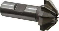 Made in USA - 1-1/4" Large x 1/2" Small Diam, 17/32" Width of Cut, 90° Included Angle, 10 Teeth, High Speed Steel Face Angle Cutter - 5/8" Shank Diam, 2-13/32" Overall Length, Weldon Flat - Americas Industrial Supply