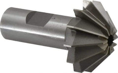 Made in USA - 1-5/8" Large x 5/8" Small Diam, 11/16" Width of Cut, 90° Included Angle, 12 Teeth, High Speed Steel Face Angle Cutter - 3/4" Shank Diam, 2-11/16" Overall Length, Weldon Flat - Americas Industrial Supply