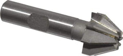 Made in USA - 3/4" Large x 5/16" Small Diam, 17/32" Width of Cut, 60° Included Angle, 8 Teeth, Cobalt Face Angle Cutter - 3/8" Shank Diam, 2-3/32" Overall Length, Weldon Flat - Americas Industrial Supply