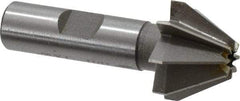 Made in USA - 1" Large x 3/8" Small Diam, 11/16" Width of Cut, 60° Included Angle, 8 Teeth, Cobalt Face Angle Cutter - 1/2" Shank Diam, 2-13/32" Overall Length, Weldon Flat - Americas Industrial Supply