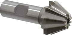 Made in USA - 1-1/4" Large x 1/2" Small Diam, 25/32" Width of Cut, 60° Included Angle, 10 Teeth, Cobalt Face Angle Cutter - 5/8" Shank Diam, 2-21/32" Overall Length, Weldon Flat - Americas Industrial Supply