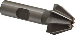 Made in USA - 1" Large x 3/8" Small Diam, 11/16" Width of Cut, 60° Included Angle, 8 Teeth, High Speed Steel Face Angle Cutter - 1/2" Shank Diam, 2-13/32" Overall Length, Weldon Flat - Americas Industrial Supply