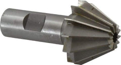 Made in USA - 1-5/8" Large x 5/8" Small Diam, 11/16" Width of Cut, 60° Included Angle, 12 Teeth, High Speed Steel Face Angle Cutter - 3/4" Shank Diam, 3-1/16" Overall Length, Weldon Flat - Americas Industrial Supply