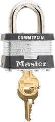Master Lock - 15/16" Shackle Clearance, Keyed Different Padlock - 5/16" Shackle Width, 5/16" Shackle Diam, Laminated Steel - Americas Industrial Supply