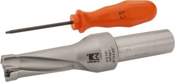 Kennametal - 1-7/8" Max Drill Depth, 2.5xD, 19.1mm Diam, Indexable Insert Drill - 2 Inserts, 3/4" Shank Diam, Straight Shank - Americas Industrial Supply