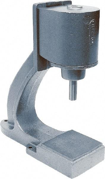 Mead - 1-1/4" Ram, 8-9/16" Throat Depth, 1-3/4 Ton Pneumatic Arbor Press - 9-15/16" Max Work Height x 8" Max Work Width, 6" Base Width x 19-1/2" Base Depth - Americas Industrial Supply