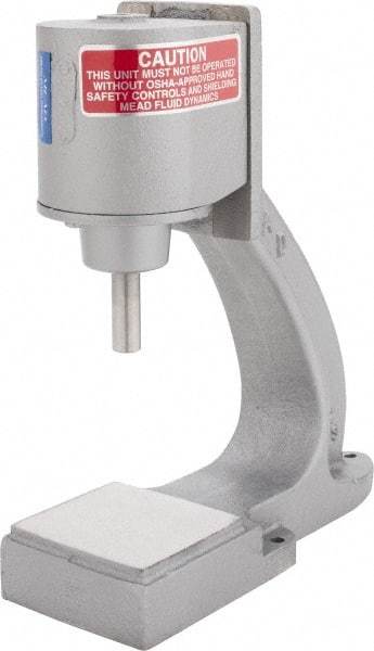 Mead - 1/2" Ram, 4-7/16" Throat Depth, 1/4 Ton Pneumatic Arbor Press - 4" Max Work Height x 3" Max Work Width, 3-1/4" Base Width x 9" Base Depth - Americas Industrial Supply