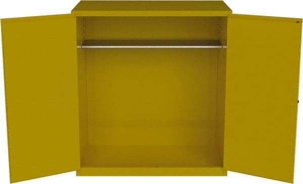 Jamco - 59" Wide x 34" Deep x 65" High, Steel Vertical Drum Cabinet with 3 Point Key Lock - Yellow, Manual Closing Door, 2 Shelves, 2 Drums - Americas Industrial Supply