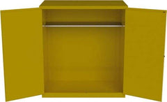 Jamco - 59" Wide x 34" Deep x 65" High, Steel Vertical Drum Cabinet with 3 Point Key Lock - Yellow, Manual Closing Door, 2 Shelves, 2 Drums - Americas Industrial Supply