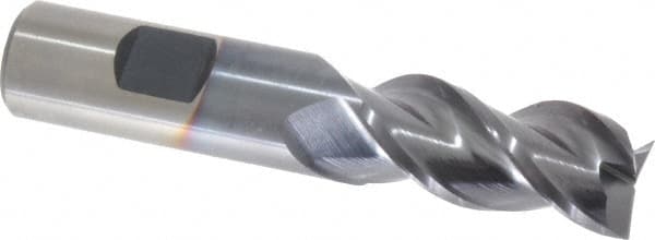 Cleveland - 3/4", 1-5/8" LOC, 3/4" Shank Diam, 3-3/4" OAL, 3 Flute, Powdered Metal Square End Mill - Single End, TiCN Finish, Spiral Flute, 42° Helix, Centercutting, Right Hand Cut, Right Hand Flute, Series PM-539R - Americas Industrial Supply