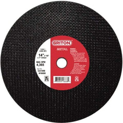 Value Collection - 14" 36 Grit Aluminum Oxide Cutoff Wheel - 1/8" Thick, 1" Arbor, 4,400 Max RPM, Use with Stationary Tools - Americas Industrial Supply