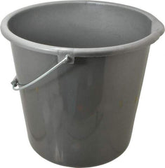 PRO-SOURCE - 10 Qt, Plastic Round Gray Single Pail with Pour Spout - Handle Included - Americas Industrial Supply