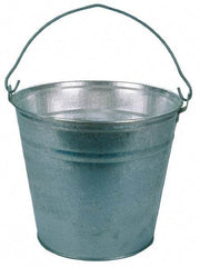 PRO-SOURCE - 12 Qt, 10-3/4" High, Galvanized Steel Round Gray Single Pail - Handle Included, 12-1/4" Top Diam - Americas Industrial Supply