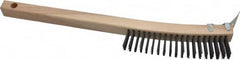 Made in USA - 3 Rows x 19 Columns Wire Scratch Brush - 14" OAL, 1-3/16" Trim Length, Wood Toothbrush Handle - Americas Industrial Supply