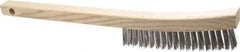 Made in USA - 3 Rows x 19 Columns Wire Scratch Brush - 6-1/4" Brush Length, 13-3/4" OAL, 1-1/8" Trim Length, Wood Toothbrush Handle - Americas Industrial Supply